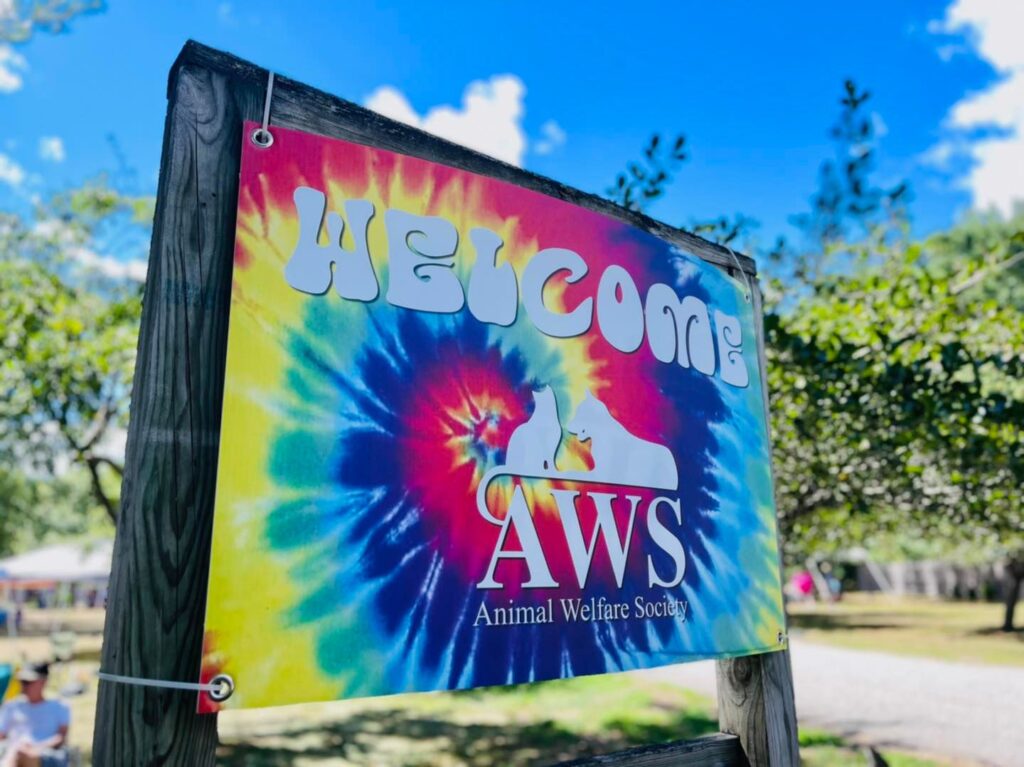 AWS tie dye Welcome Sign