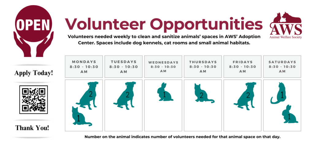 weekly calendar of volunteer needs
