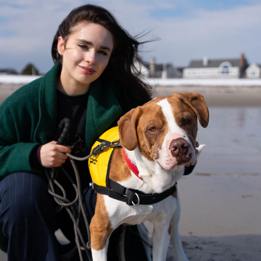 Bluto poses with dog dater on Bluto's Beach Day.